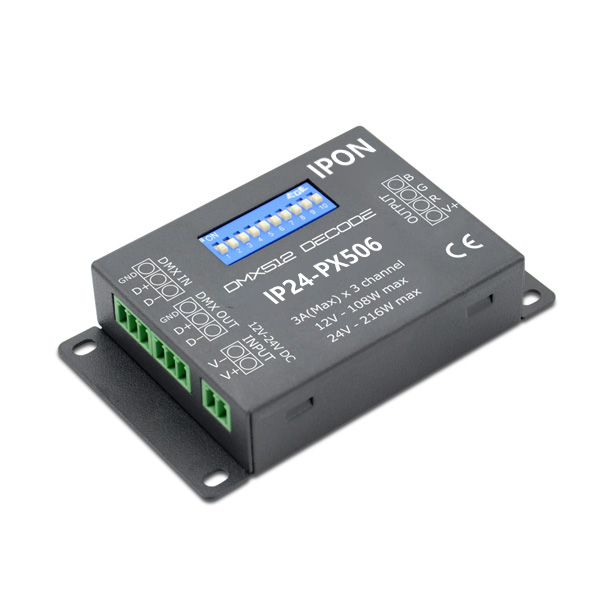 108~216W 3A3ch CV DMX Decoder IP24-PX506