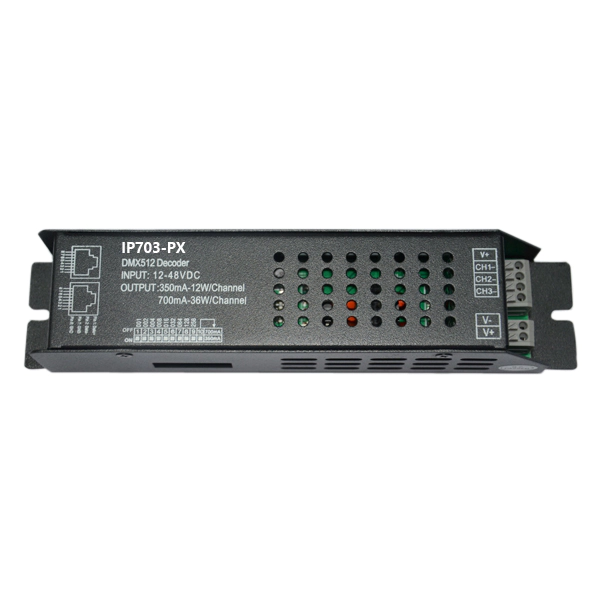 350700mA3ch 12-48VDC CC DMX Decoder IP703-PX