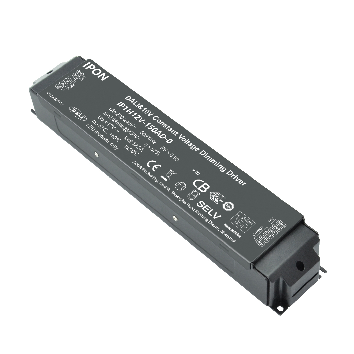 150W 12VDC 12.5A1ch CV DALI,1-10V Driver IP1H12V-150AD-0